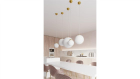 Plafon Z Serii Omi Rozeta W Kolorze Czarnym, Szklane Mleczne Klosze, Źródło...