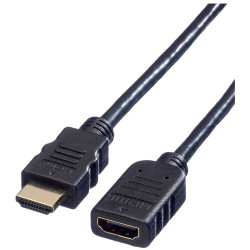 Value 11.99.5574 HDMI Cable Extension 1m Black 4K UHD Shielded HDMI-A Plug