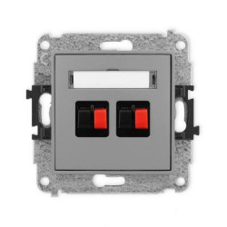 ICON Mechanizm gniazda głośnikowego podwójnego szary mat 27IGG-2