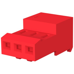 Socket housing, 3 pole, pitch 2.54 mm, angled, red, 3-640468-3