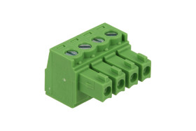 Łączówka; EC381V-04P; 4 tory; R=3,81mm; 11,1mm; 8A; 300V; na panel; kątowe 90°; otwór kwadratowy; śruba prosta; śrubowy; pionowy