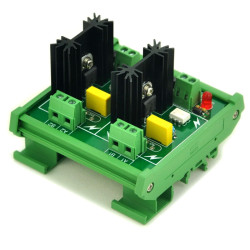 ELECTRONICS-SALON DIN Rail Mount 2 Channel 6 Amp SSR Module Board, in 4~32VDC, out 100~240VAC.