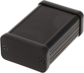 Aluminum enclosure, (L x W x H) 60 x 45 x 25 mm, black (RAL 9005), IP54, 1455D601BK