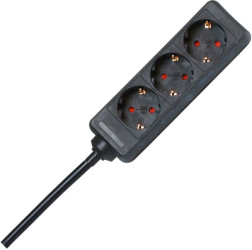 Outlet strip, 3-way, 1.4 m, 16 A, black, 128615005