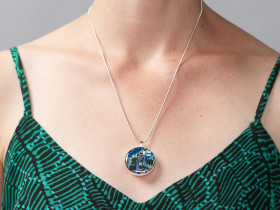 Adafruit Blue Circuit Board Pendant Necklace with Silver Chain