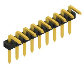 Pin header, 9 pole, pitch 2 mm, angled, black, 10062677