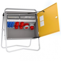 Rozdzielnica budowlana elBOX-M W63-012209 IP44 wtyk CEE 63A-5P gn: 9xGK 230V 16A 2xCEE 16A 2xCEE 32A 1x63A 2xRCCB 77427010