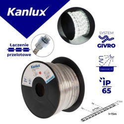Wąż świetlny GIVRO LED 15M-CW 2W/M 120lm/m 6500K IP65 rolka 15mb Odporność UV zasilanie przelotowe 38578