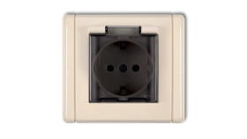 Flexi Gniazdo Bryzgoszczelne Z/U Schuko (Klapka Dymna) Beżowy 1Fgpb-1Sdp