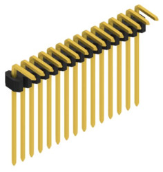 Pin header, 15 pole, pitch 1.27 mm, angled, black, 10061163