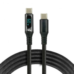Kabel przewód USB-C PD LCD 100cm everActive CBB-1PDL Power Delivery 2.0 z obsługą szybkiego ładowania 3A/20V 60W