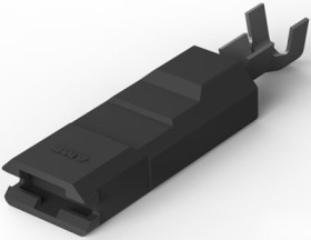 Insulated flat plug sleeve, 6.35 x 0.81 mm, 0.82 to 2.08 mm², AWG 18 to 14, brass, tin-plated, black, 521011-2