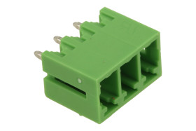 Łączówka; ECH381V-03P; 3 tory; R=3,81mm; 9,2mm; 8A; 300V; na panel; kątowe 90°; zamknięta; lutowany; zielony; Dinkle; RoHS