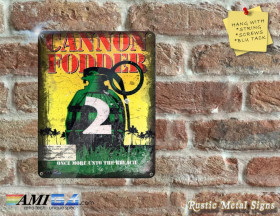 Cannon Fodder 2 Box Artwork from the Original Amiga Game - Metal Sign