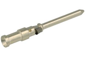 Terminal męski; Han D; 09150006104; 1 tor; metal; proste; na przewód; zaciskany; 10A; srebrny; srebrzone; 0,25mm2; IP65; Harting