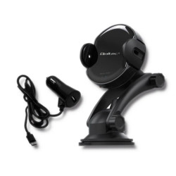 Qoltec Samochodowa ładowarka indukcyjna PRO z uchwytem iR 15W QC 3.0 USB typ C