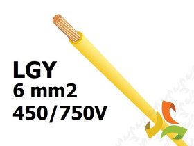 Przewód LGY 6,0 mm2 żółty (450/750V) jednożyłowy linka H07V-K (krążki 100m) 5907702814100 ELEKTROKABEL