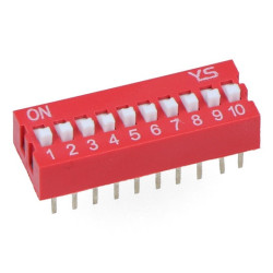 Przełącznik dip switch 10-polowy - czerwony