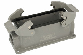 Obudowa złącza; Han B; 19300241271; 24B; metal; na panel; na przewód; 2 boczne wyjścia przewodu; z 2 klamrami; wyjście na dławni