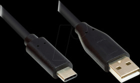 GC-M0119 USB 2.0 cable, C-male auf A-male, CU, black, 3 m