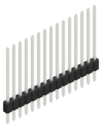 Pin header, 15 pole, pitch 1.27 mm, straight, black, 10060190