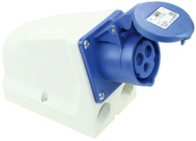 Gniazdo stałe 16A 3P 230V niebieskie IP44 przelotowe 913-6