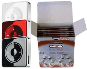 120 x bateria cynkowo-powietrzna Rayovac Extra Advanced 312 + MP3 Yarvik Minia 2GB