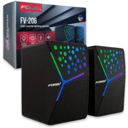 Głośniki Komputerowe FOREV LED FV-206 USB Jack, Czarne 2x 3W
