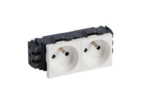 MOSAIC Gniazdo do kanałów dlp 2x2p+z z przesłoną/zaciski śrubowe białe 16a-250v 077332 LEGRAND