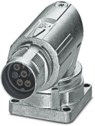 Surface mount socket, M17, 6 pole, crimp connection, standard/ONECLICK quick locking system, angled, 1628514