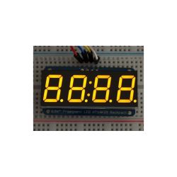 Wyświetlacz LED 7 segmentów, 4 cyfry, I2C, żółty