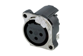XLR panel socket, 3 pole, gold-plated, NC3FBH2-DA