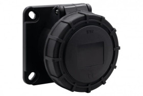 Gniazdo przemysłowe tablicowe proste 16A 3p 200V-250V /FE/ IP67 czarne