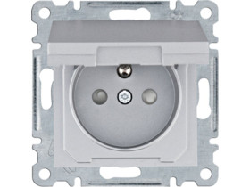 LUMINA Gniazdo z uziemieniem i pokrywą przesłoną styków srebrny WL1142 HAGER