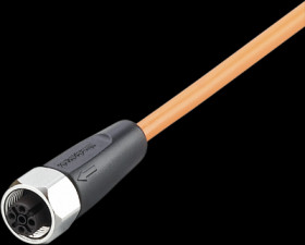 Sensor actuator cable, M12 cable socket, straight, A to open end, 5 pole, 5 m, PVC, orange, 4 A, EVT462
