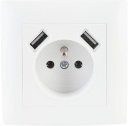 Gniazdo pojedyncze z uziemieniem z USB VCX LC 13A Biały