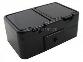 Gniazdo podwójne z uziemieniem czarne natynkowe