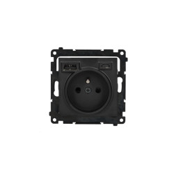 Gniazdo pojedyncze z ładowarką USB A+C TGZ1ZUSB2CA.01/149 czarny mat Simon55 Kontakt-Simon
