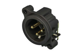 XLR panel plug, 3 pole, gold-plated, polyamide, NC3MAH-0