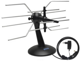 Antena pokojowa aktywna DVB-T/T2 Telkom-Telmor DSP-860 5G Protected z filtrem 5G w zestawie z zasilaczem antenowym ze zwrotnicą