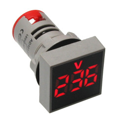 500V AC LED Voltmeter, Square, Red