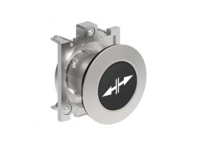 Metalowy przycisk płaski fi30mm kryty samoczynny powrót z symbolem STRZAŁKI NA ZEWNĄTRZ Czarny LPFB1502