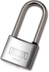 Padlock, rustproof, high shackle, keyed alike, level 7, shackle (H) 63 mm, steel, (B) 50 mm, K14550L63A1