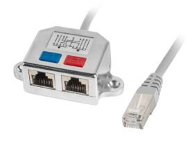 Adapter - rozdzielacz LAN RJ45 - 2xRJ45 FTP /2 urządzenia na 1 kablu/ AD-0026-S
