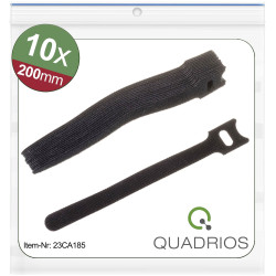 Quadrios 23CA185 Hook-and-loop Cable Ties 200x12mm Black Set of 10