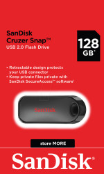 SDCZ62-128G-G35 USB Flash Drive, USB 2.0, 128 GB, Cruzer Snap