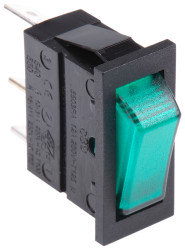 Przełącznik kołyskowy Wł.-wył. podświetlany 16 A SPST Zielony Arcolectric (Bulgin) Ltd