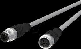 142MNA12020 Sensor cables, M12, 8-pin, plug > coupling, 2 m
