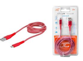 Przyłącze kabel microUSB - USB HQ czerwony (2m)