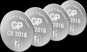 GPCR2016STD329C4 Lithium button cell, 3 V, 90 mAh, 20.0x1.6 mm, pack of 4